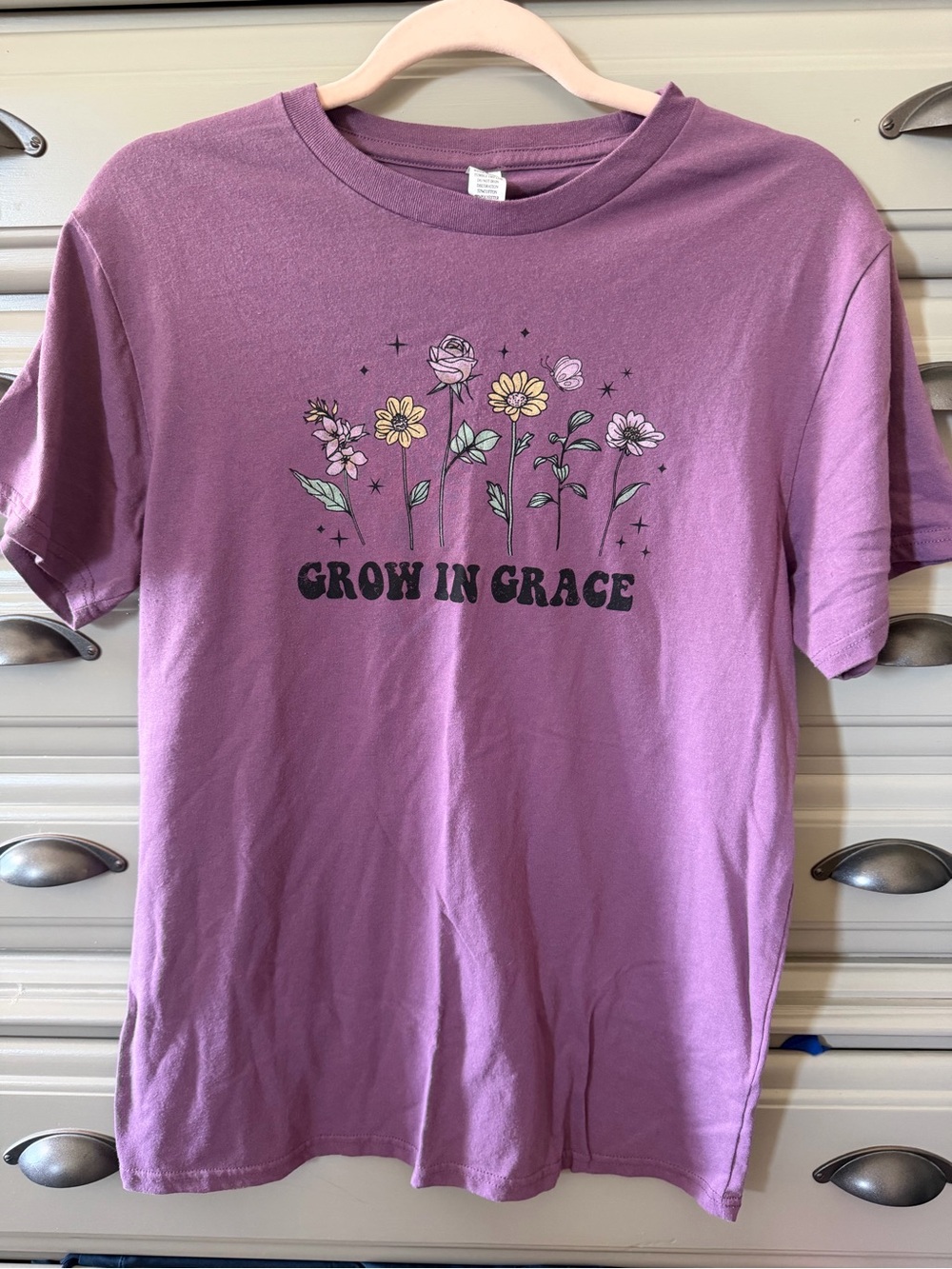 Grow in Grace Purple Floral T-Shirt